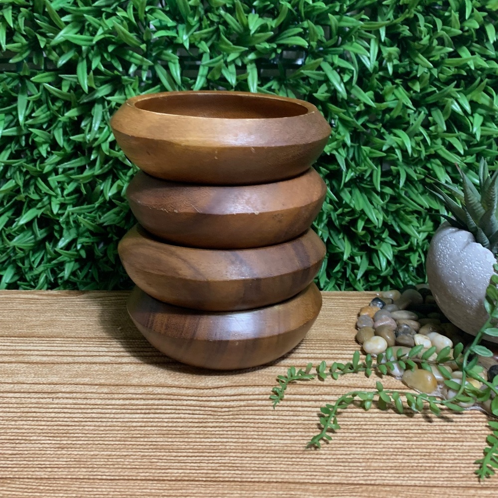 Set Of 4 Wooden Oval Dish Bowls Wood Snack Bowl
